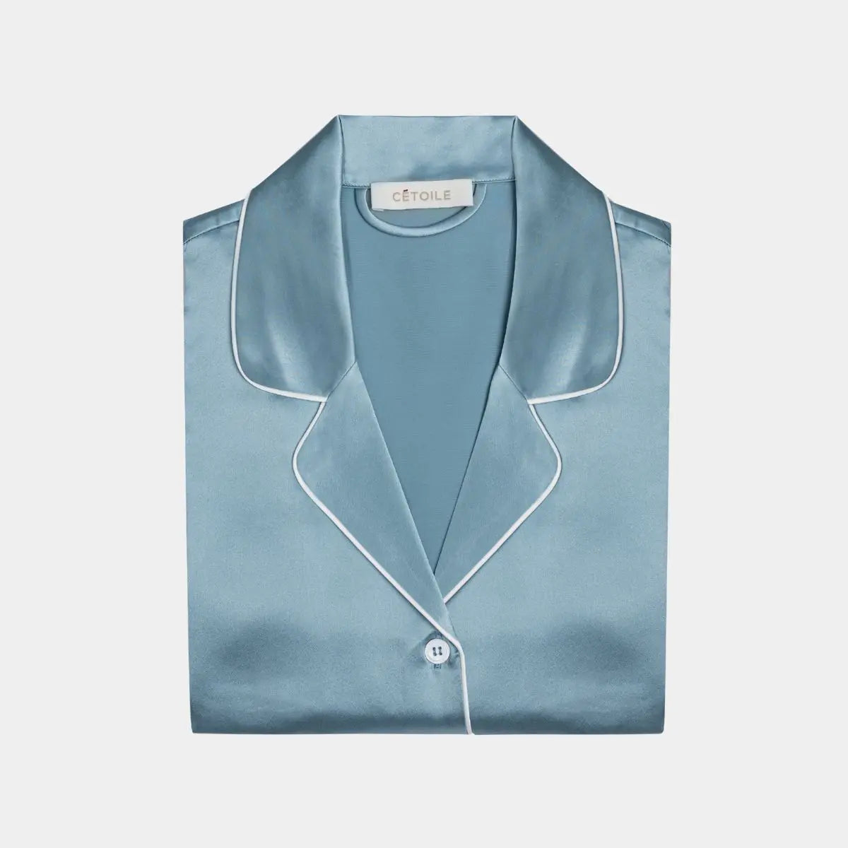 pyjama femme en soie bleu grisé haut de gamme luxe - Maison CÉTOILE