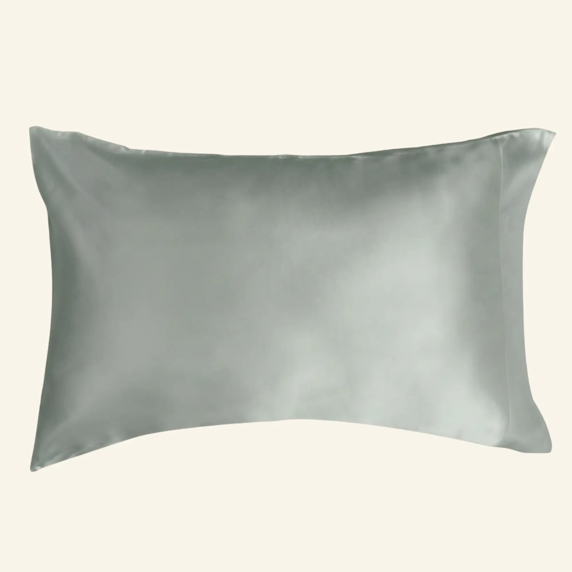 Taie d'oreiller double face soie et satin de coton couleur vert doux