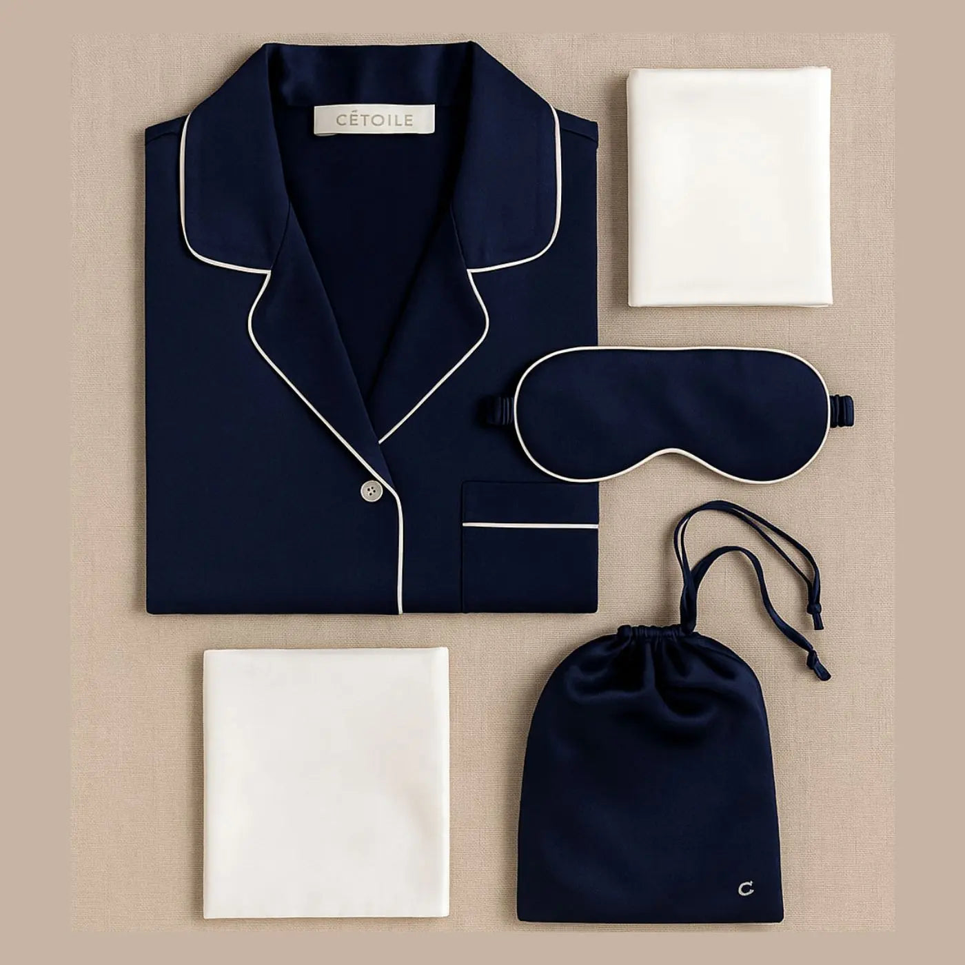 pyjama femme en soie de mûrier couleur bleu - Maison CÉTOILE