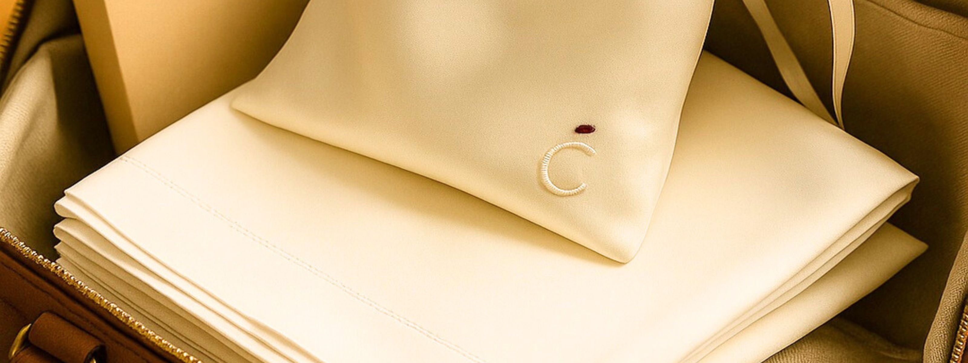 taie en soie avec pochon blanc - Maison CÉTOILE