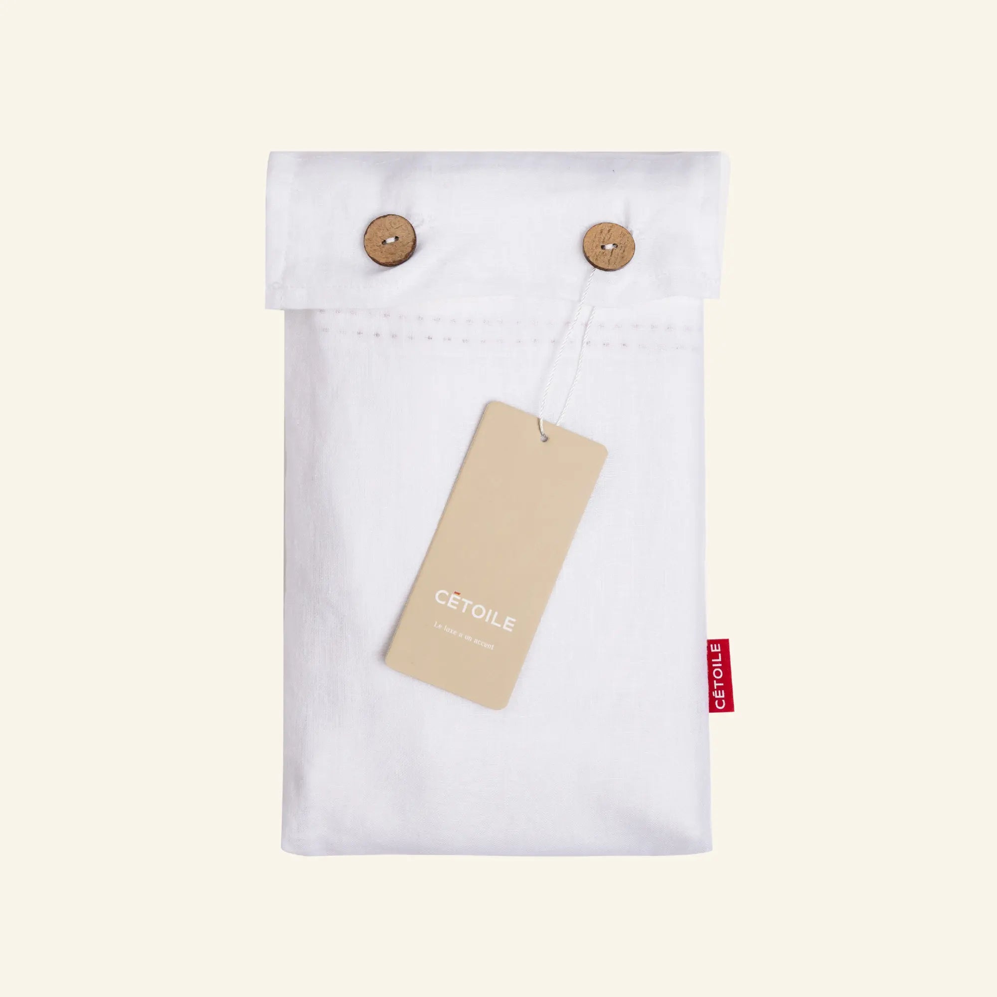 Taie lin lavé français — Broderie prunier d’hiver (Lot de 2)