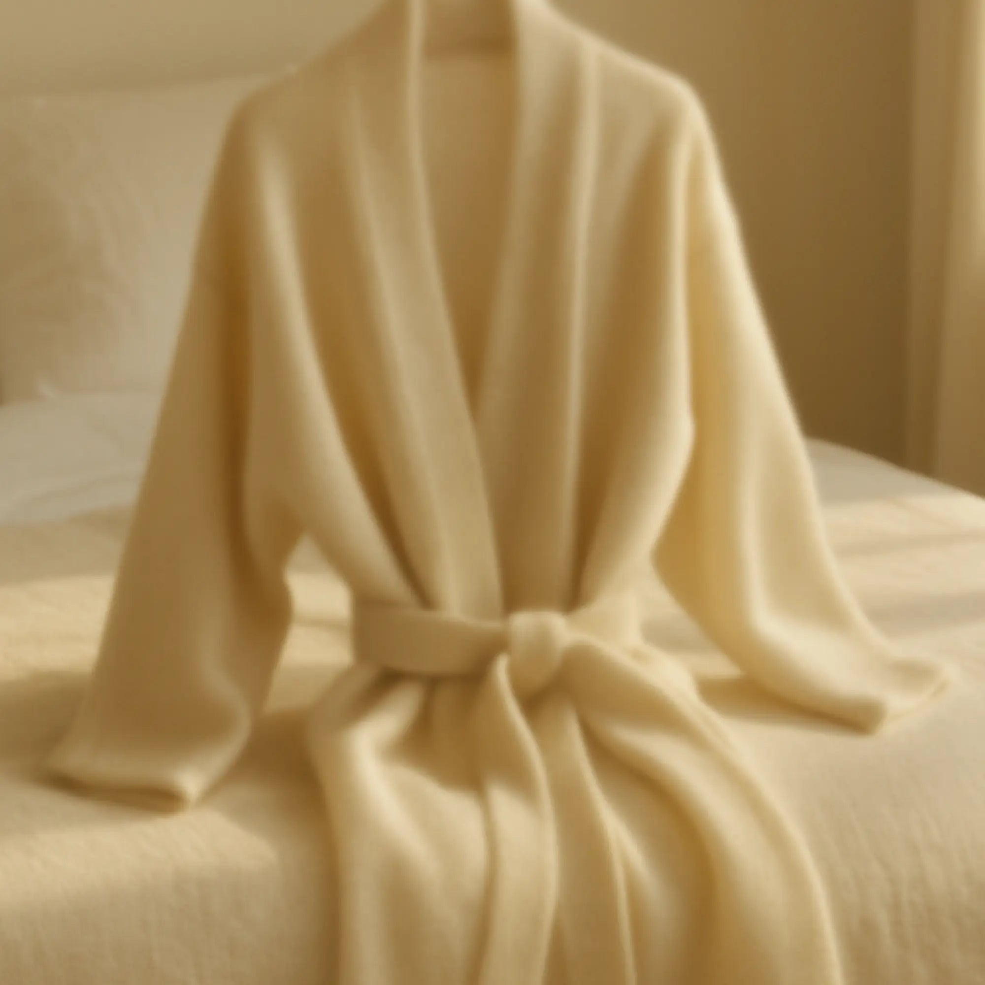 kimono loungewear en cachemire couleur ivoire, doux et élégant - Maison CÉTOILE