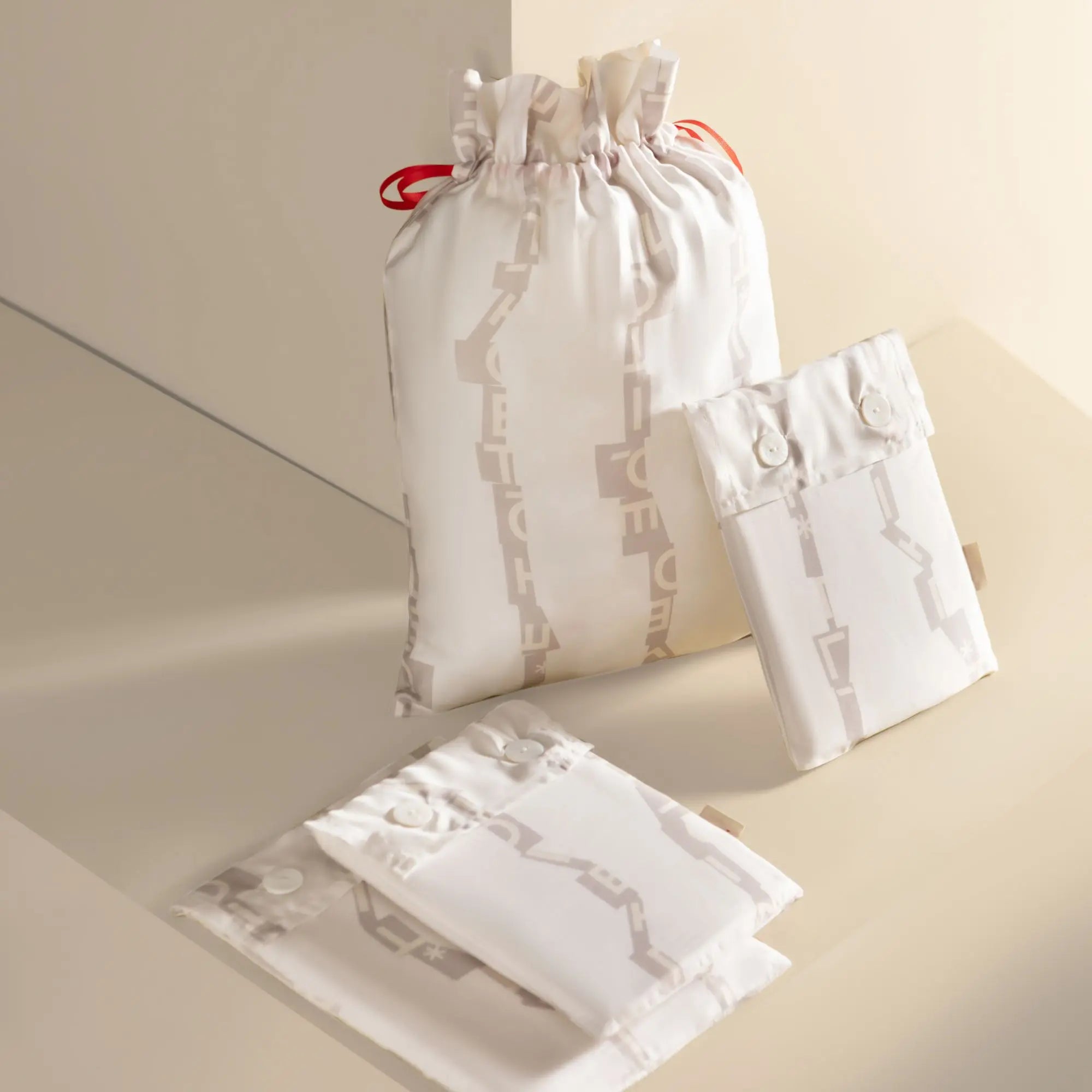 Pochons assortis pour la parure Etoile Ivoire en tencel lyocell 362 fils haut de gamme - Maison CÉTOILE