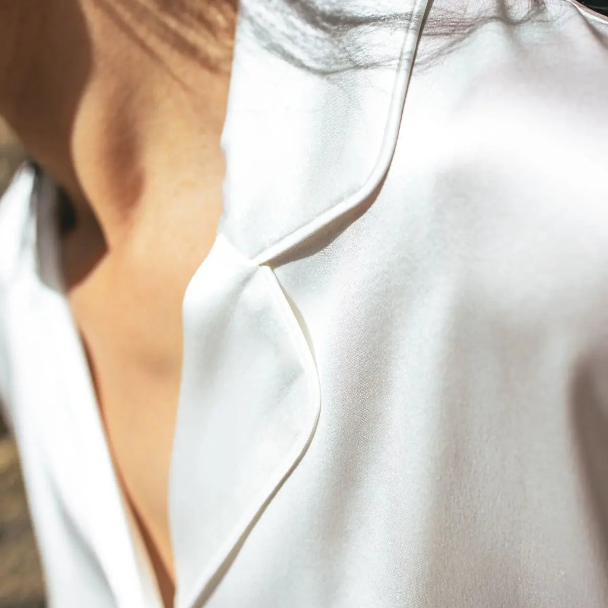 pyjama en soie haut de gamme luxe couleur blanche pure coupe fluide - Maison CÉTOILE