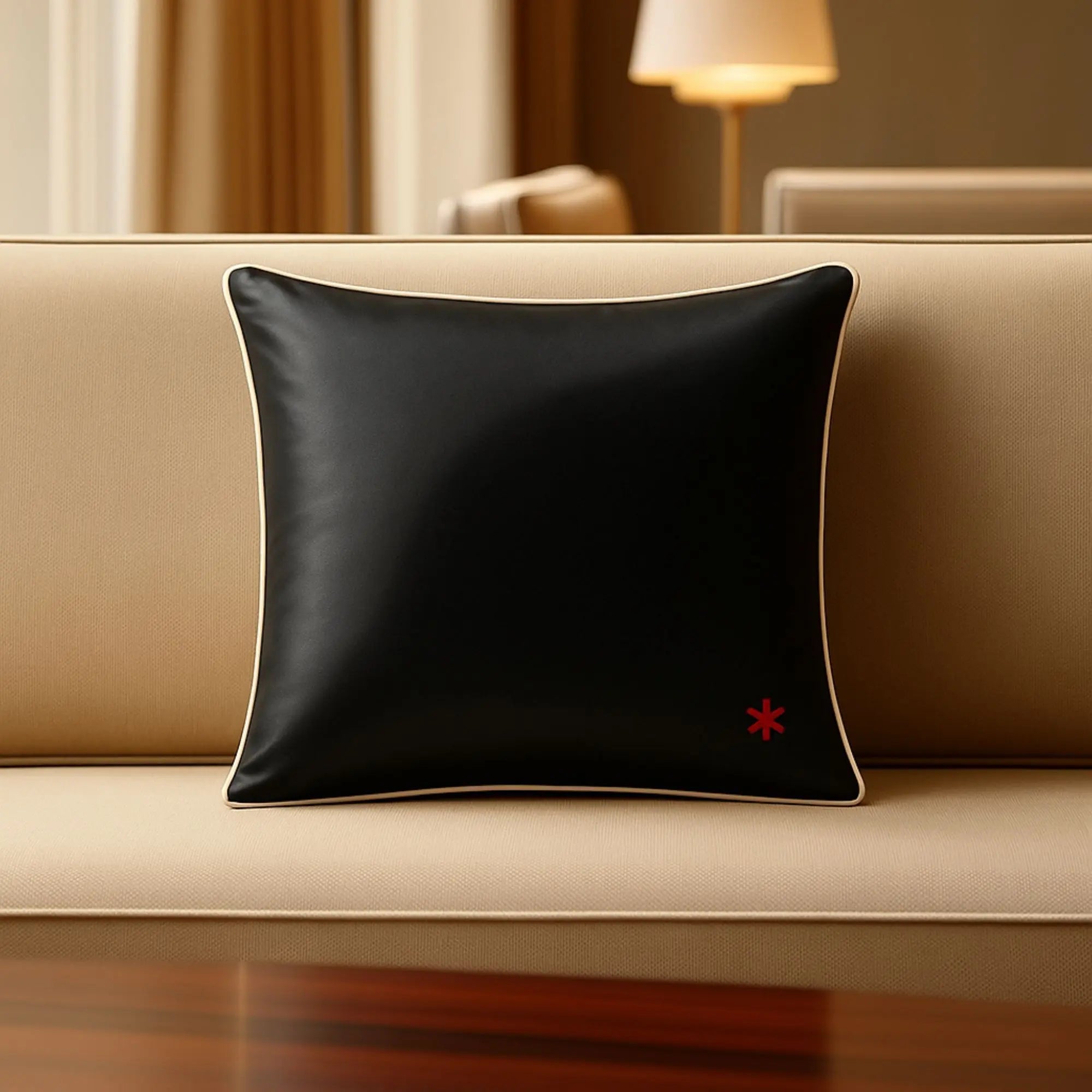 Coussin élégant en soie de mûrier couleur noir - Maison CÉTOILE