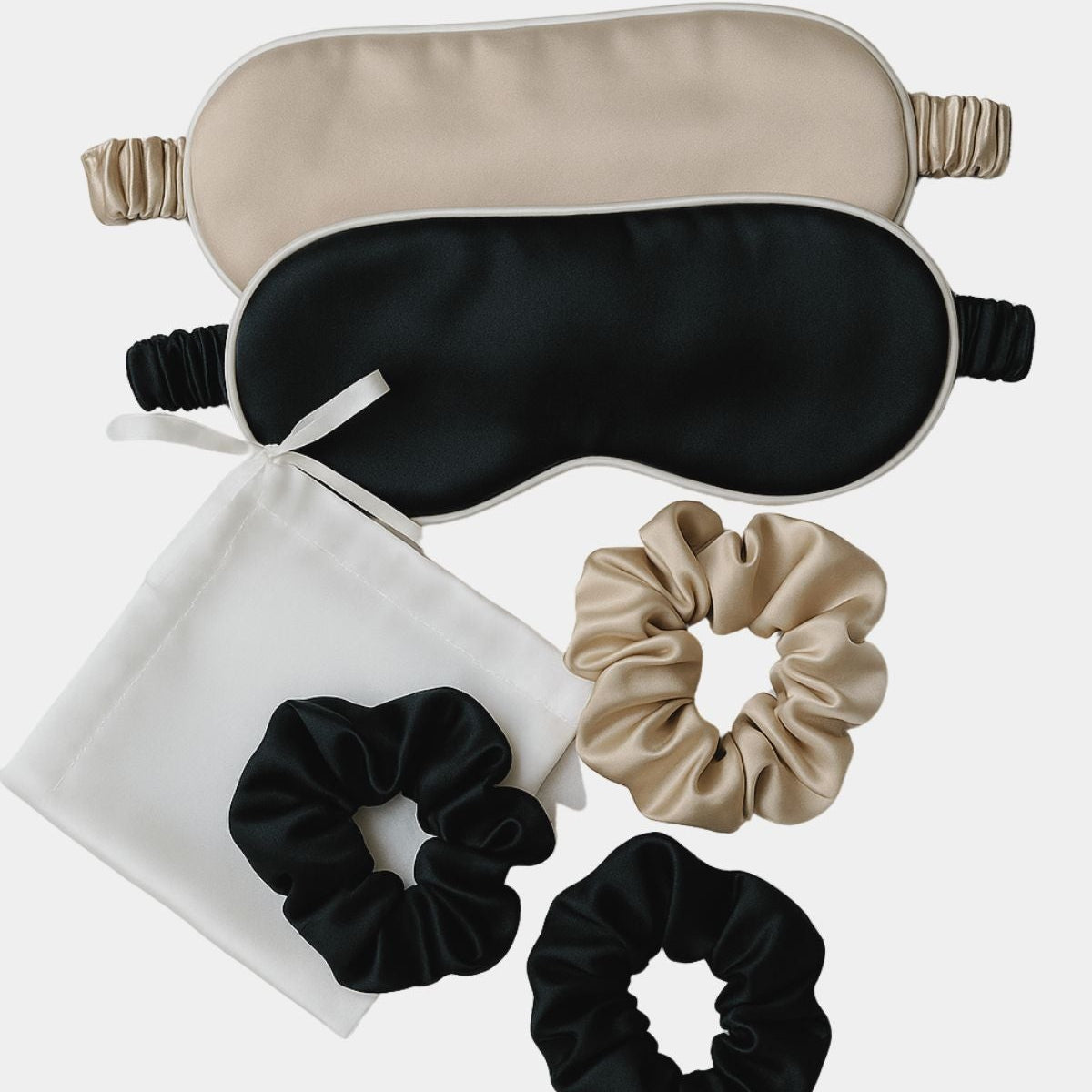pack chouchou et masque de nuit en soie naturelle beige ou bleu nuit - Maison CÉTOILE