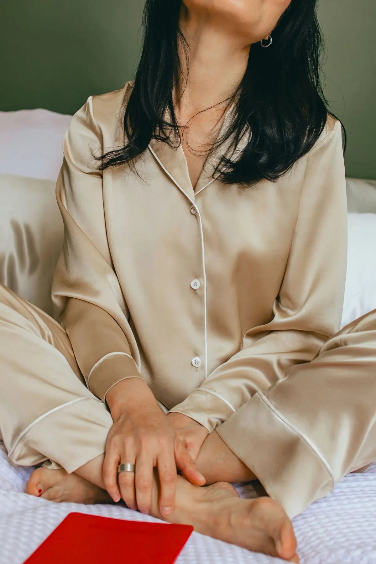 pyjama femme en soie naturelle beige - Maison CÉTOILE