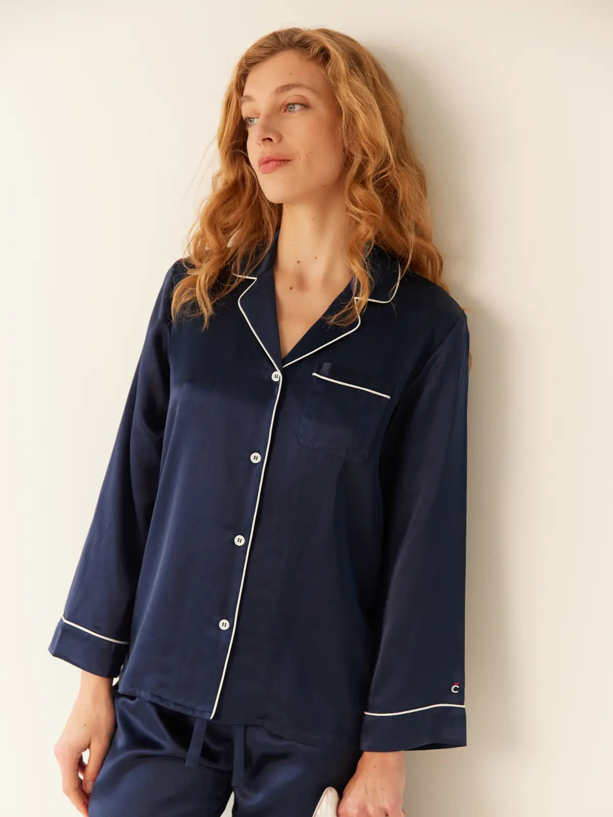 Heure Bleue – Pyjama en soie bleu nuit